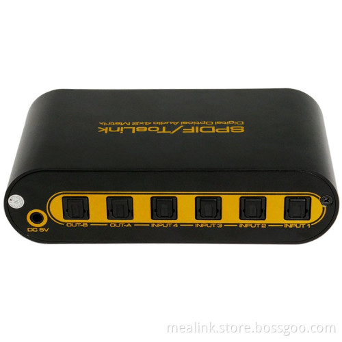 Spdif/Toslink Digital Optical Audio 4X2 Matrix with Remote Control